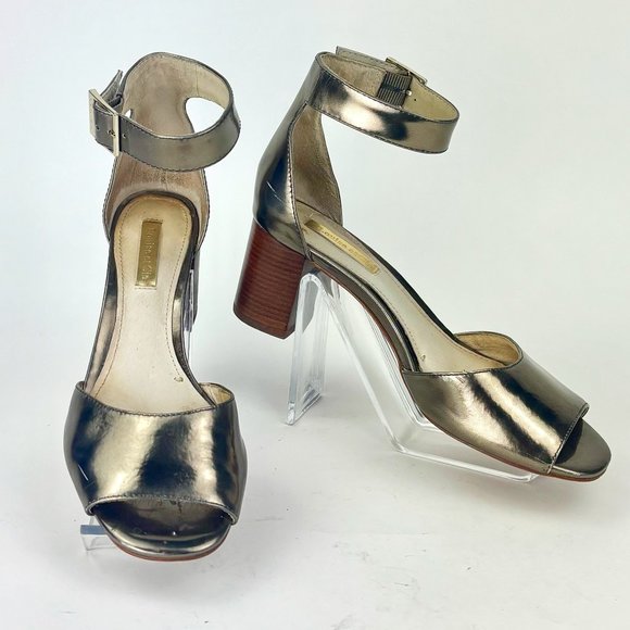 Metallic Leather Block Heel Sandals - LO-KARISA (Size 6M/36) - Picture 1 of 8